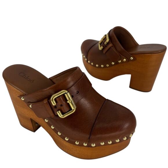 Chloe Jeanette Studded Platform Clogs - Picture 3 of 16